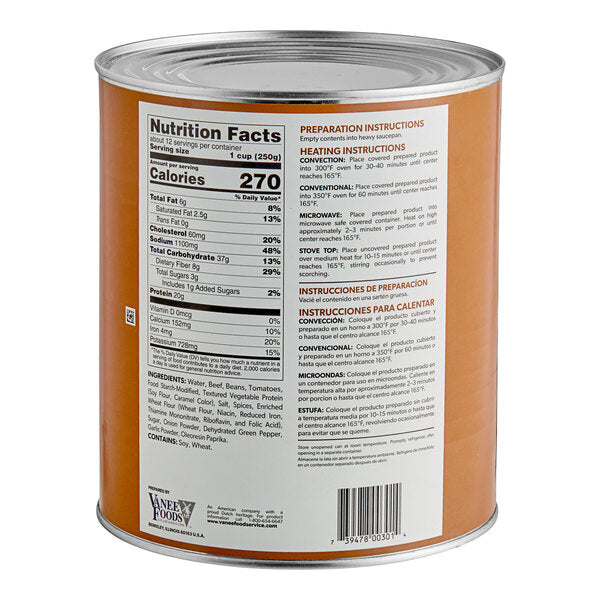 Vanee Chili with Beans #10 Can