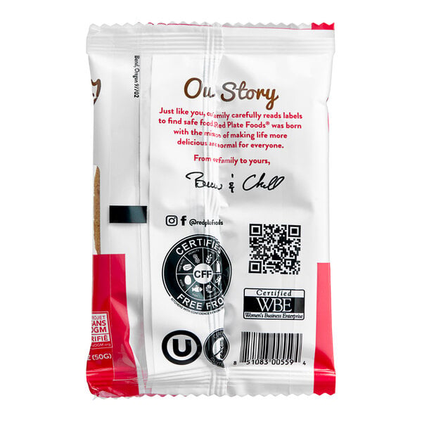 Red Plate Foods Individually Wrapped Vegan Chocolate Chip Cookie 1.76 oz. - 12/Case