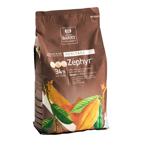 Cacao Barry Heritage Zephyr White Chocolate Pistoles 11 lb.