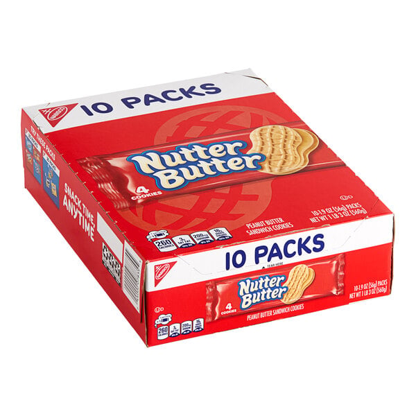 Nabisco Nutter Butter 4-Count (1.9 oz.) Cookie Pack - 40/Case