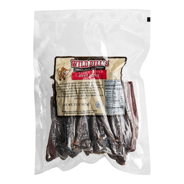 Wild Bill's Foods 15 oz. Hickory-Smoked Beef Jerky - 25/Case