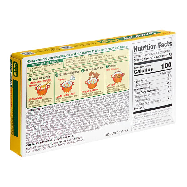 House Foods Vermont Curry Sauce Mix 8.11 oz. - 10/Case