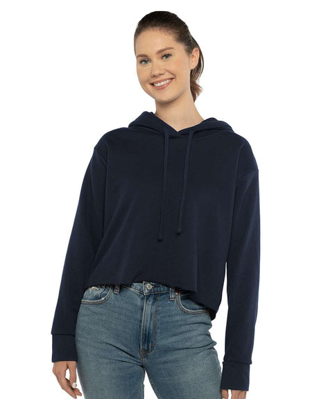 Next Level® Women's Laguna Sueded Raw Edge Crop Hoodie Sweatshirt