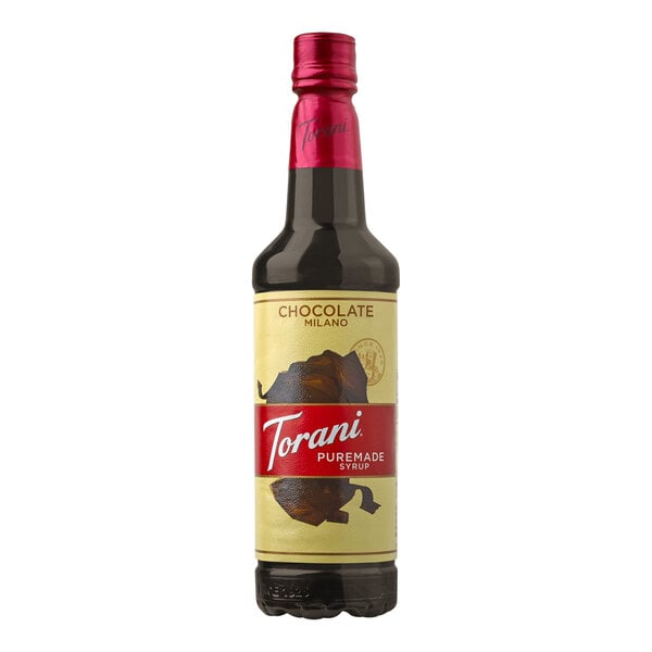 Torani Puremade Chocolate Milano Flavoring Syrup 750 mL Plastic Bottle - 4/Case