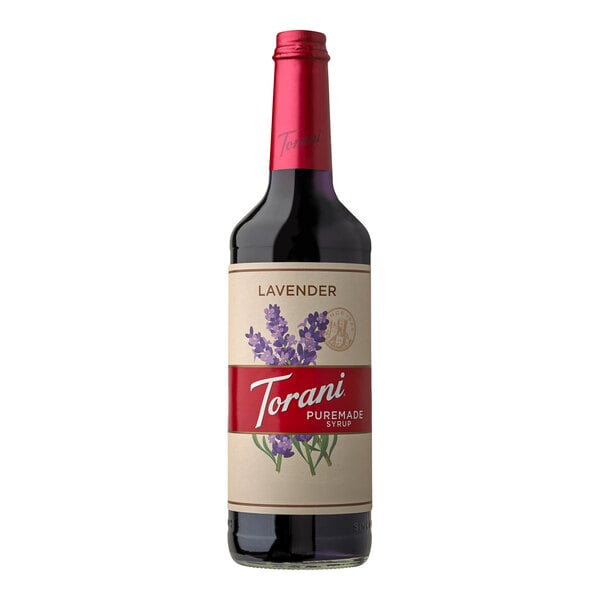 Torani Puremade Lavender Flavoring Syrup 750 mL Glass Bottle - 4/Case