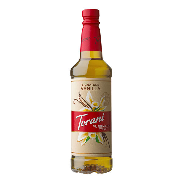 Torani Puremade Signature Vanilla Flavoring Syrup 750 mL Plastic Bottle - 4/Case