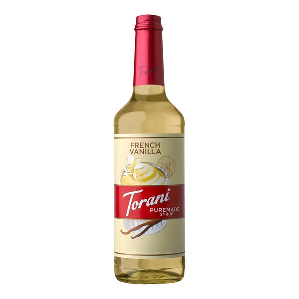 Torani Puremade French Vanilla Flavoring Syrup 750 mL Glass Bottle - 4/Case