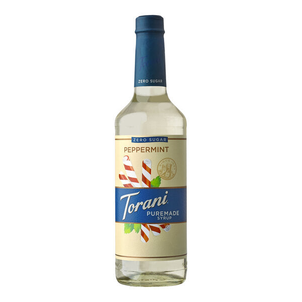 Torani Puremade Sugar-Free Peppermint Flavoring Syrup 750 mL - 4/Case