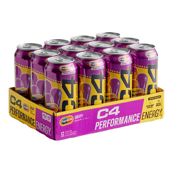 C4 Energy Grape Popsicle Energy Drink 16 fl. oz. Can - 12/Case