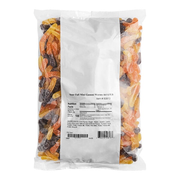 Albanese Fall Mini Sour Gummi Worms 4.5 lb. - 4/Case