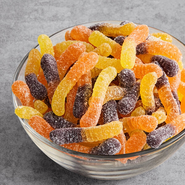 Albanese Fall Mini Sour Gummi Worms 4.5 lb. - 4/Case