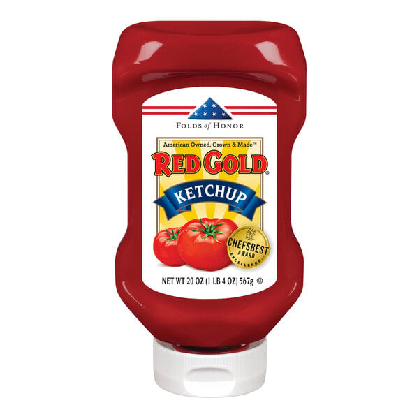 Red Gold 20 oz. Upside Down Squeeze Bottle Tomato Ketchup - 25/Case