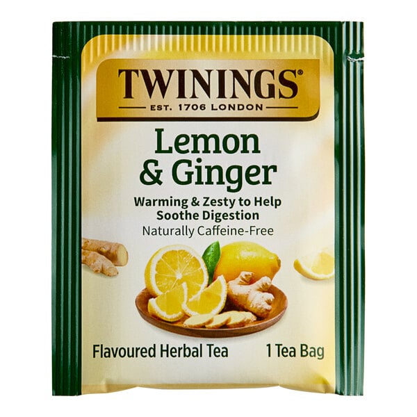 Twinings Lemon & Ginger Herbal Tea Bags - 25/Box