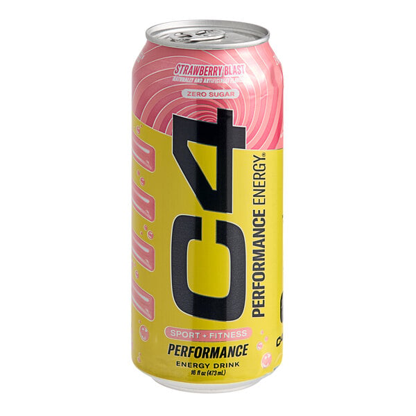 C4 Energy Strawberry Blast Energy Drink 16 fl. oz. Can - 12/Case