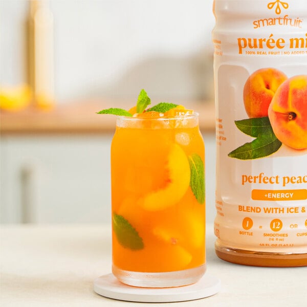 Smartfruit Perfect Peach 100% Fruit Puree Beverage Mix 48 fl. oz. - 6/Case