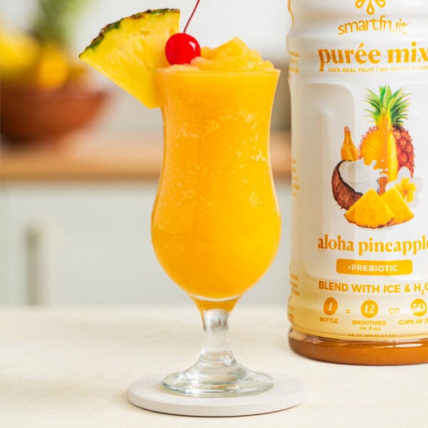 Smartfruit Aloha Pineapple 100% Fruit Puree Beverage Mix 48 fl. oz. - 6/Case