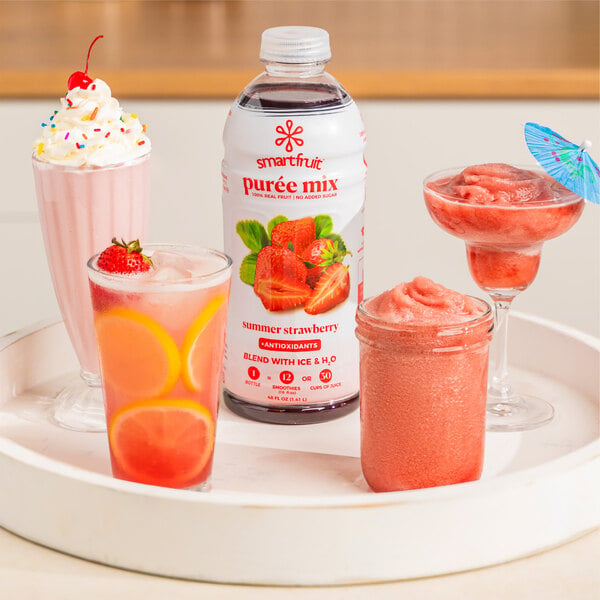 Smartfruit Summer Strawberry 100% Fruit Puree Beverage Mix 48 fl. oz. - 6/Case