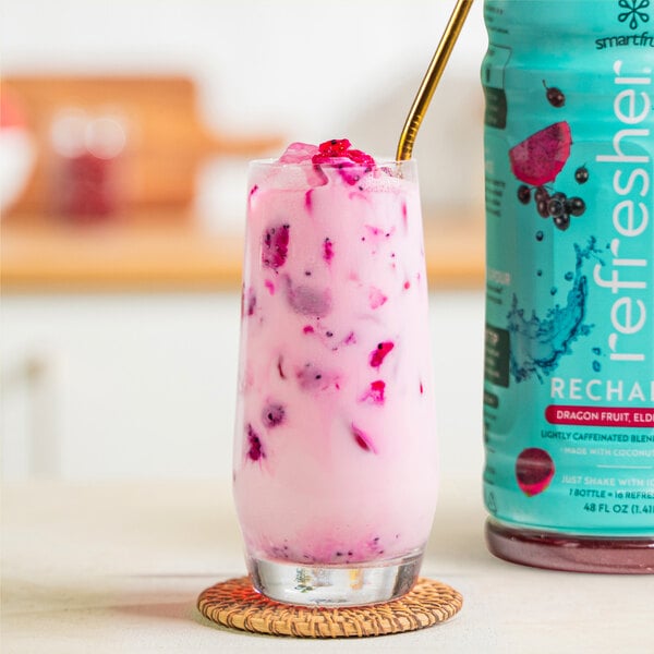 Smartfruit Recharge Dragon Fruit and Elderberry Refresher Beverage 1:1 Concentrate 48 fl. oz. - 6/Case