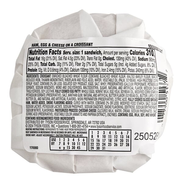 Jimmy Dean Ham, Egg, and Cheese Breakfast Croissant 3.9 oz. - 12/Case