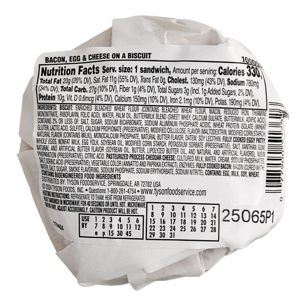 Jimmy Dean Bacon, Egg, and Cheese Breakfast Biscuit 3.6 oz. - 12/Case