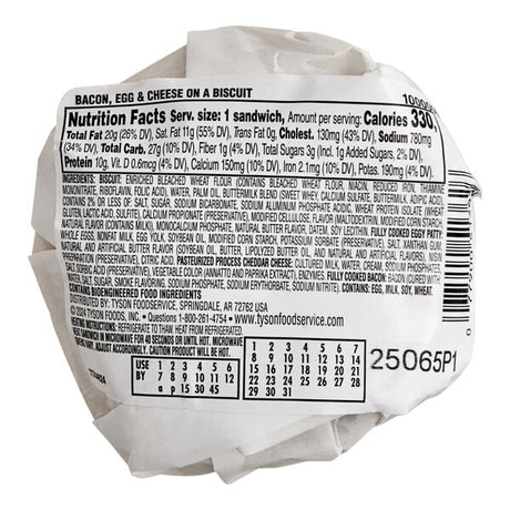Jimmy Dean Bacon, Egg, and Cheese Breakfast Biscuit 3.6 oz. - 12/Case