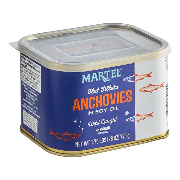 28 oz. Flat Anchovy Fillet Portions in Soya Oil - 24/Case