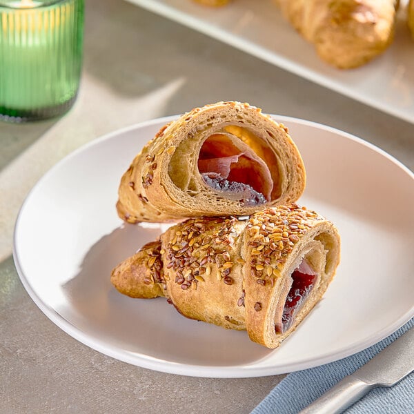Le Chic Patissier Ready-to-Bake Vegan Blueberry-Filled Spelt Flour Croissant 3.53 oz. - 48/Case