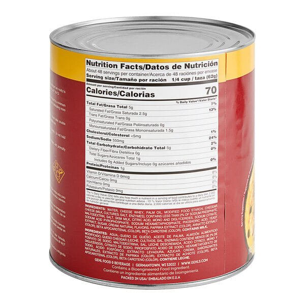 Gehl's Aged Cheddar Cheese Sauce #10 Can - 6/Case