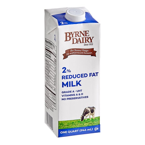 Byrne 2% Reduced-Fat Aseptic Milk 32 fl. oz. - 12/Case