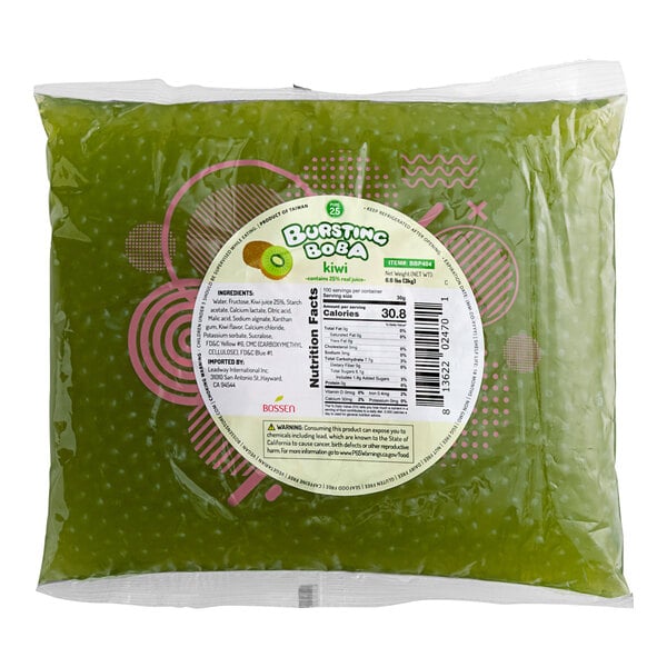 Bossen Pure25 Kiwi Bursting Boba Bag 6.6 lb. - 5/Case