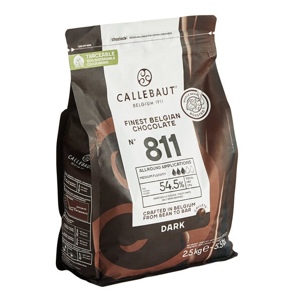 Callebaut Recipe 811 Dark Chocolate Callets™ 5.5 lb. - 8/Case