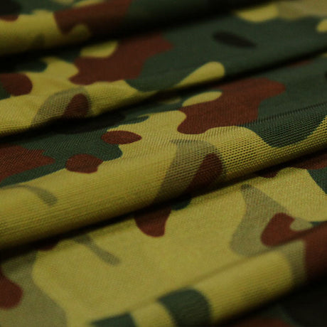 Camo Green Printed Power Mesh Fabric