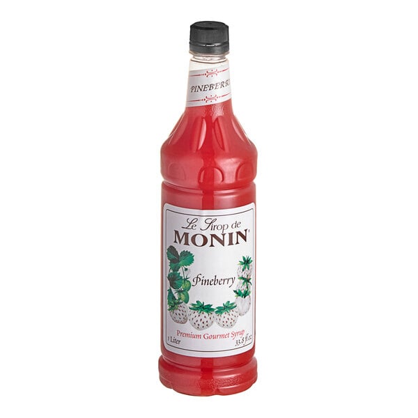 Monin Premium Pineberry Flavoring Syrup 1 Liter - 4/Case