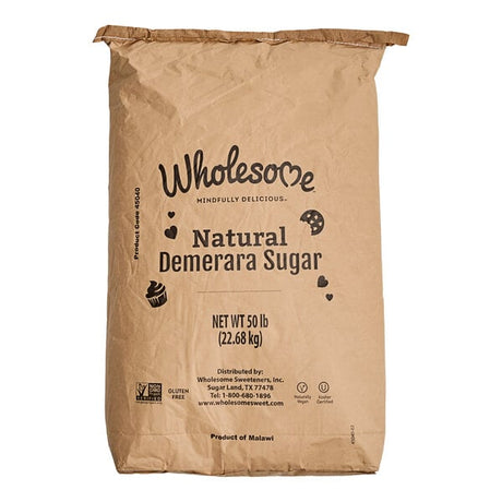 Wholesome Sweeteners Raw Natural Demerara Turbinado Sugar 50 lb.