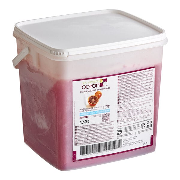 Les Vergers Boiron Blood Orange 100% Fruit Puree 22 lb. Bucket