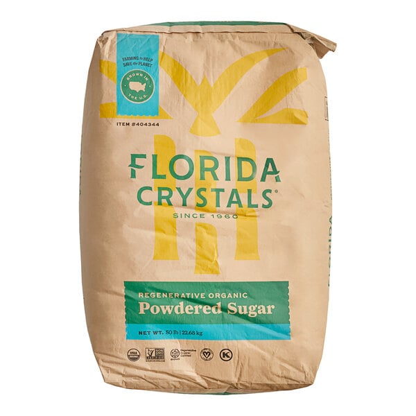 Florida Crystals Organic 10X Powdered Raw Cane Sugar 50 lb.