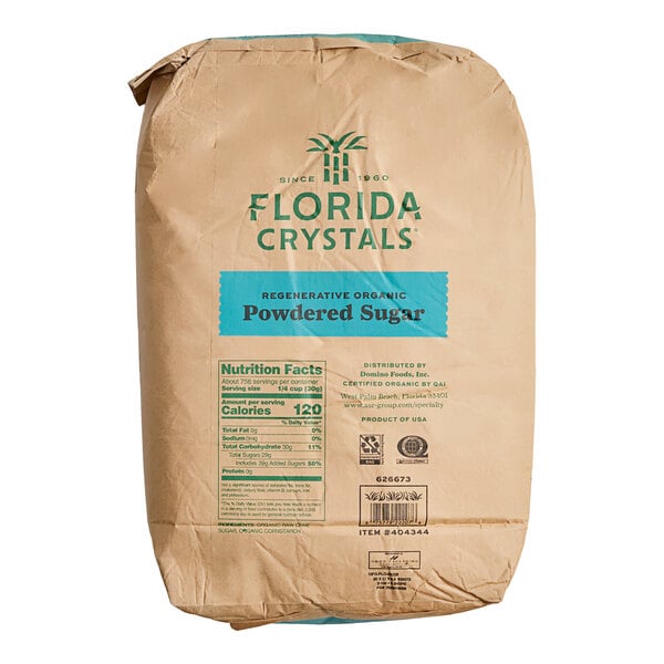 Florida Crystals Organic 10X Powdered Raw Cane Sugar 50 lb.