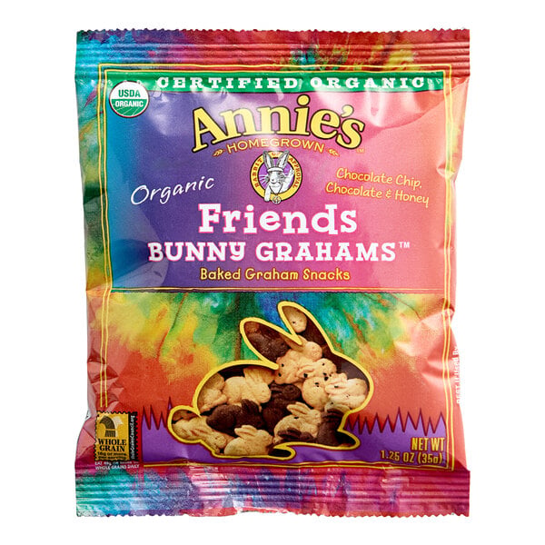 Annie's Organic Friends Mixed Bunny Grahams 1.25 oz. - 100/Case