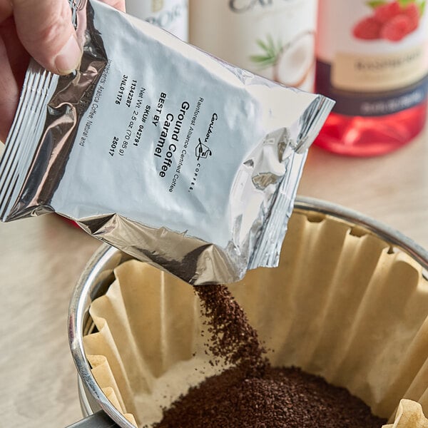 Caribou Coffee 2.5 oz. Caramel Hideaway Flavored Coffee Packet - 18/Case