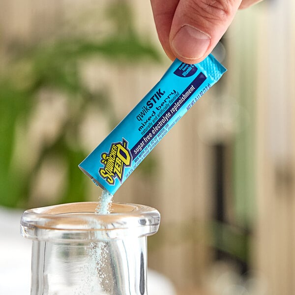 Sqwincher QwikStik Zero Mixed Berry Electrolyte Drink Mix Single Serve Stick 3 Grams - 500/Case