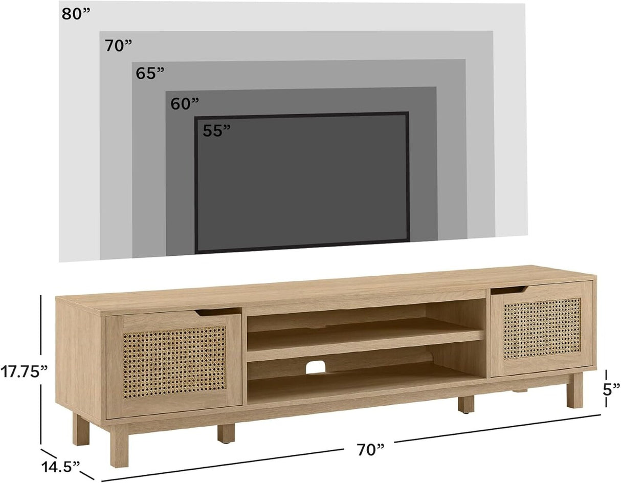 Ameriwood Home Cane TV Stand for TVs up to 85", Spring PIne