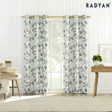 Sun Zero 2-Pack Arlo Textured Thermal Insulated Grommet Curtain Panel Pair Blue Floral 40x84 Inch