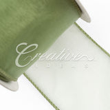 2 1/2" Wired Organza Ribbon - 10 Yards (Moss Green)