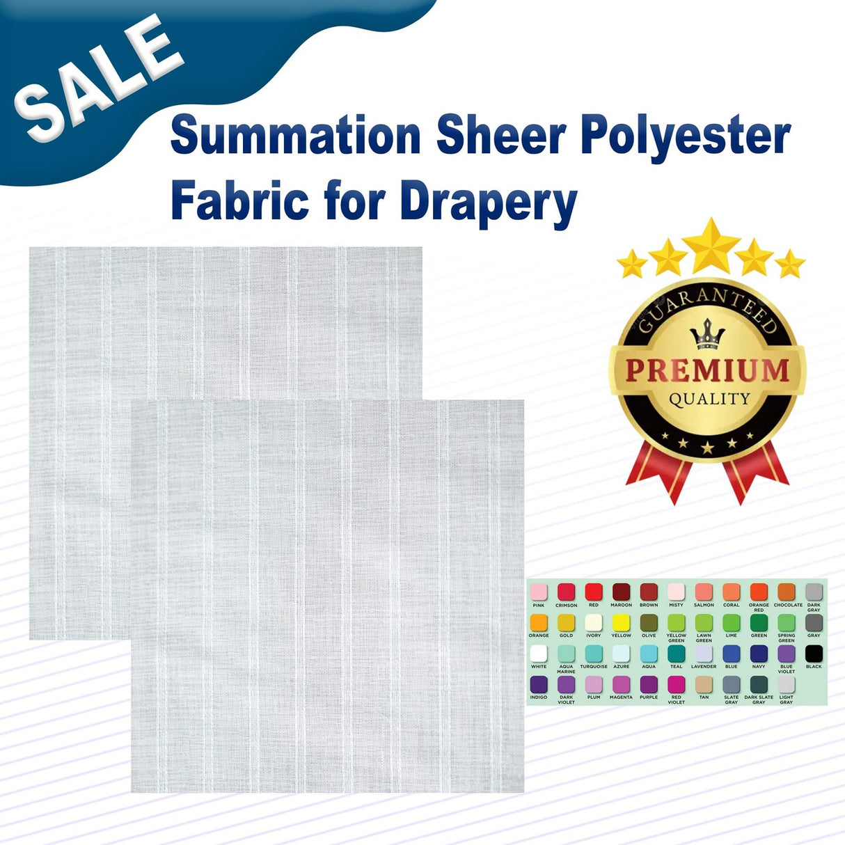1 Yard Summation Sheer Polyester Fabric for Drapery