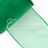 2 1/2" Wired Organza Ribbon - 10 Yards (Emerald Green)