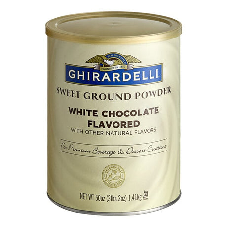 Ghirardelli 10-12% Fat Sweet Ground White Chocolate Flavored Powder 3.12 lb. - 6/Case