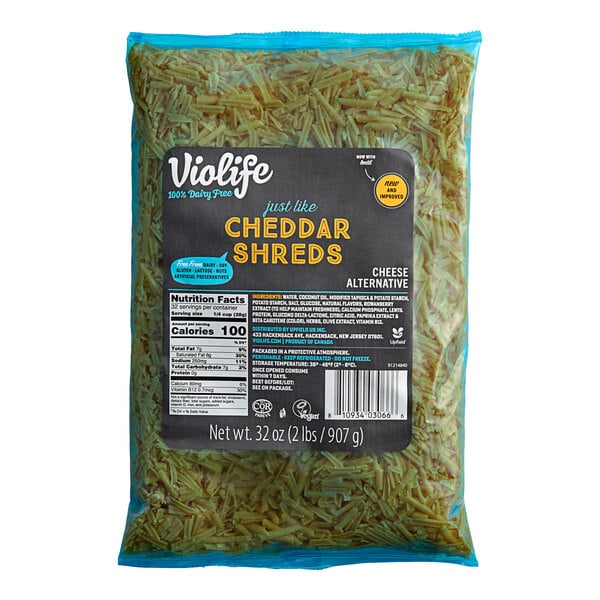 Violife Just Like Cheddar Vegan Cheese Shreds 2 lb. - 5/Case