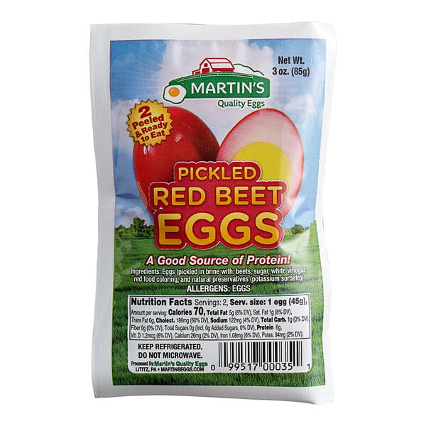 Martin's Quality Eggs PA Dutch Pickled Red Beet Hard Cooked Eggs - 28/Case