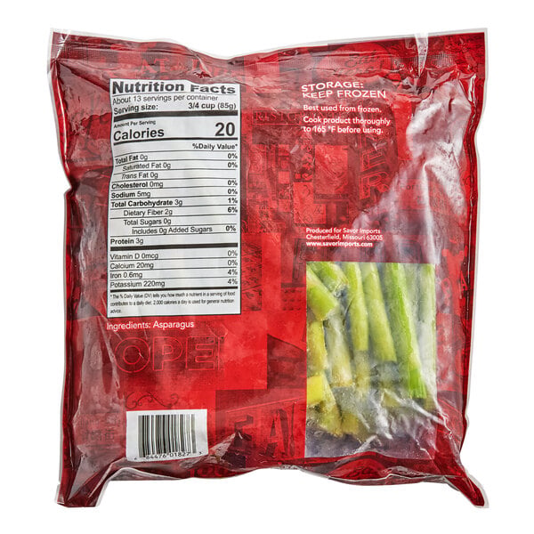 Savor Imports IQF Grade A Medium Asparagus Spears 2.5 lb. - 6/Case