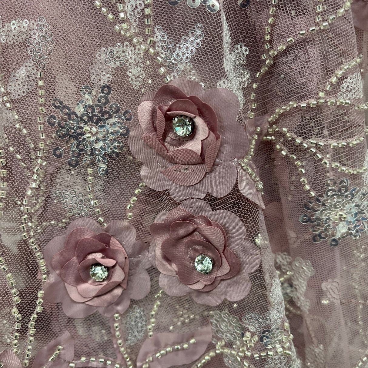 Beaded 3D Floral Lace Fabric 52" Wide